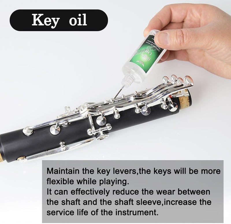 ROFFEE Store Clarinet Cleaning Cleaner Care Maintenance Kit - Clarinet Cleaning Kit: key oil, cork grease, swab, cleaning cloth, thumb rest, mouthpiece brush, screwdriver... - Image 3